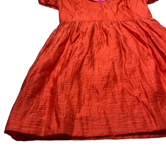 Corey Lynn Calter Mini Dress Orange Short Sleeve V Neck Zip Back Pockets Size 2 - Picture 14 of 16